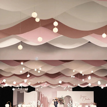 Wedding Spring Force Cloth Ceiling Decoration Undulating Cloth Mantle Korean Style Wedding Hall Stage Top Arrangement Ceiling Material Cloth