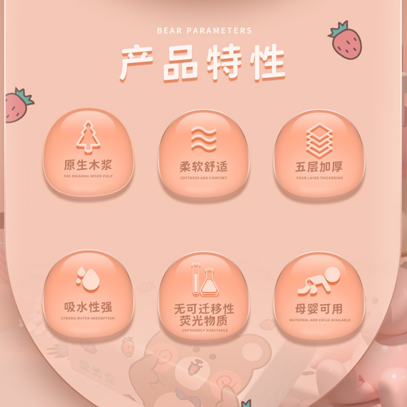 漫花抽纸小胖熊纸巾面巾纸30包整箱批家用卫生纸餐巾纸实惠装纸抽 - 图0