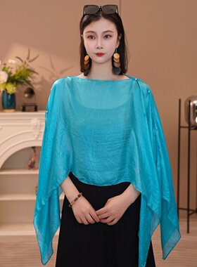 026夏季2新款西丽纱防晒套头披肩女百搭洋气护肩围巾旅行外搭套衫