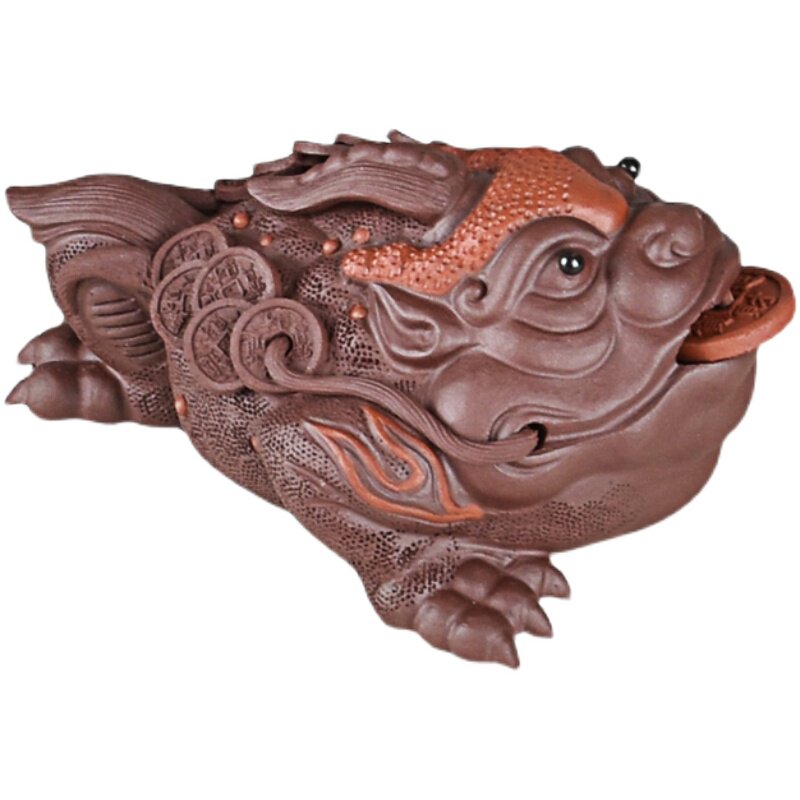 宜兴紫砂精品金蟾茶宠 招财摆件原矿纯手工精品可养 鸿运当头金蟾