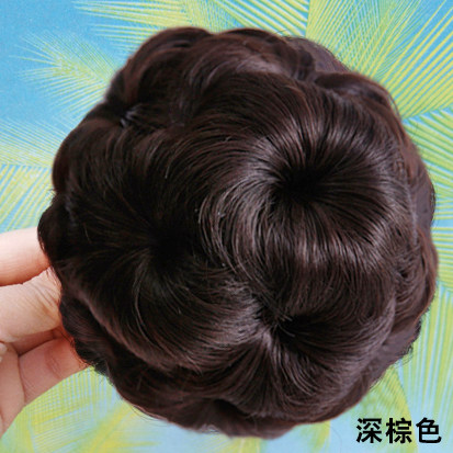 新款真人发髻发包九朵花假发圈女生盘发新娘丸子头抓爪夹式花苞头 - 图0
