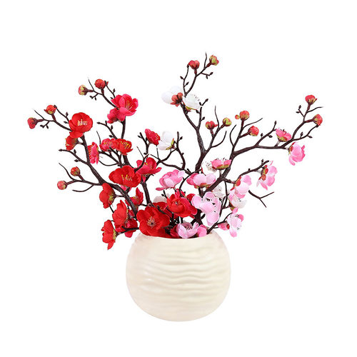 仿真梅花枝桃花美人梅干花枝梅花盆景客厅腊梅假花家居摆放装饰品 - 图3