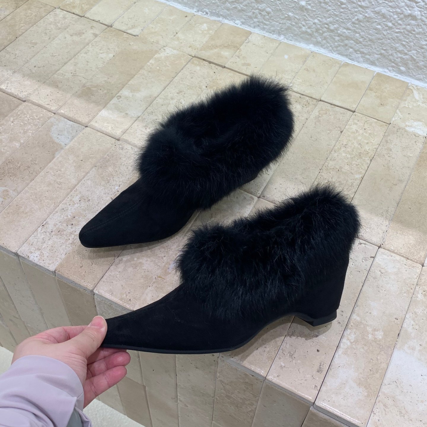 内增高6CM加绒尖头毛毛鞋勃肯棉鞋2025秋冬高跟兔毛保暖深口单鞋,淘宝优惠券,粉丝福利购,淘宝优惠卷