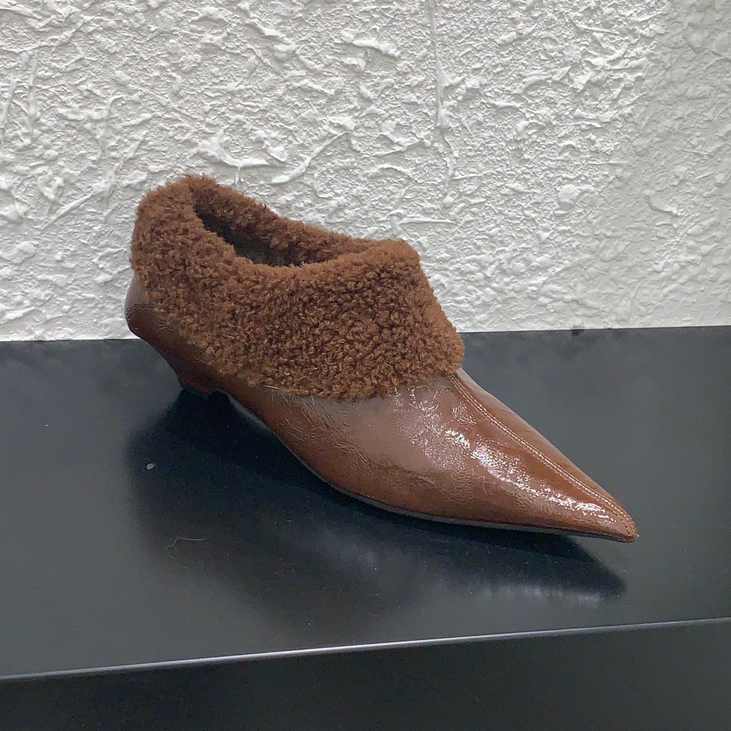 欧美风尖头拼色深口毛毛鞋女冬外穿2025年冬新款高级感一脚蹬瓢鞋,淘宝优惠券,粉丝福利购,淘宝优惠卷