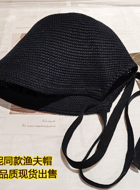 日系倪妮同款飘带渔夫帽女遮阳帽