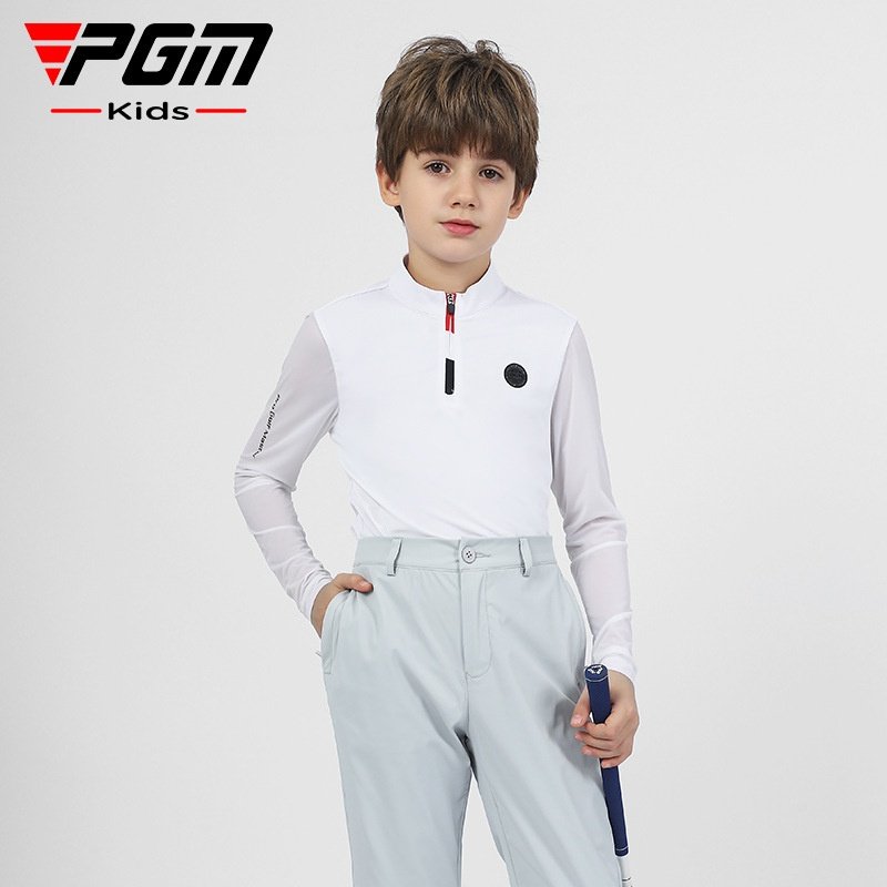 PGM儿童高尔夫服装男童夏季防晒衣2023青少年冰丝衣袖速干透气T恤,淘宝优惠券,粉丝福利购,淘宝优惠卷