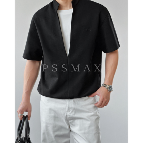 【现货】胖俗俗 PSSMAX深V阔形假两件短袖2026夏季宽松休闲T恤男 - 图2