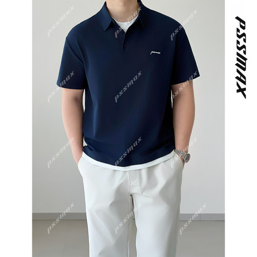胖俗俗PSSMAX 夏季POLO衫男款2026新款老钱风翻领假两件短袖T恤男 - 图3