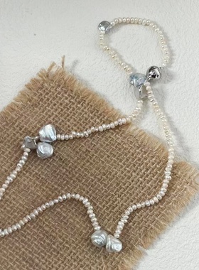 玫瑰蓓蕾-浮光拾贝天然花瓣珍珠项链不规则全珍珠链法式浪漫优雅