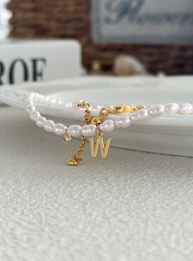 MissW-浮光拾贝天然淡水珍珠项链W字母项链18K镀金时尚潮流百搭