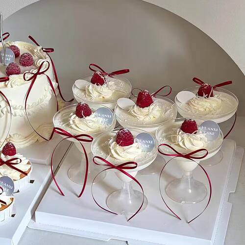 网红高级感订婚结婚0.3cm丝带蝴蝶结酒杯甜品插件甜品台蛋糕装饰 - 图3