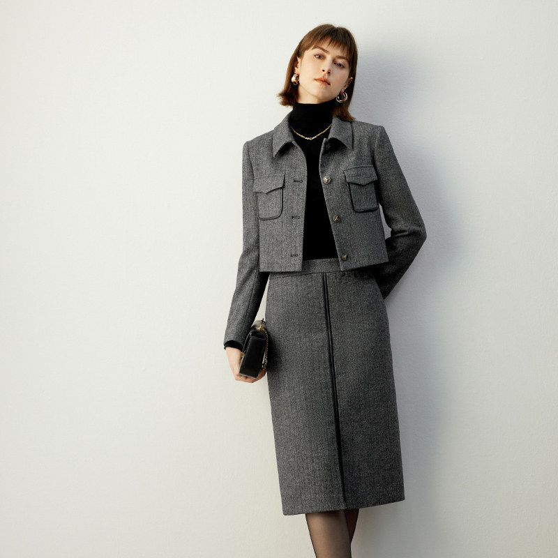 颜域美拉德高级感小香风套装2025新款冬季女毛呢外套半身裙两件套,淘宝优惠券,粉丝福利购,淘宝优惠卷