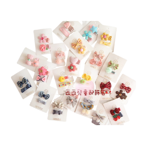 儿童发饰宝宝头饰品多彩小公主蝴蝶结全包布发卡鸭嘴夹边夹发夹子 - 图3