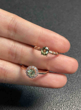 孤品特价处理天然绿碧玺戒指925银镶嵌女款戒指活口送女友3170款