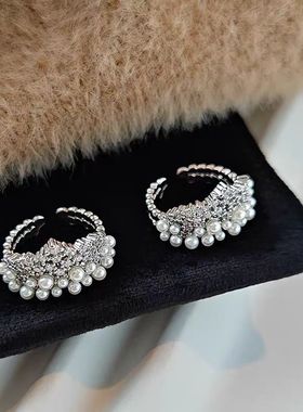 法式澳白开口宽版珍珠戒指