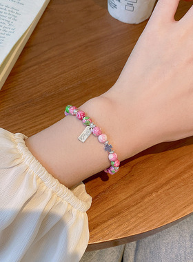 方奶奶天然寿山石双层手链女款