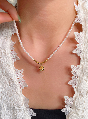 18K真金加厚电镀花朵吊坠项链