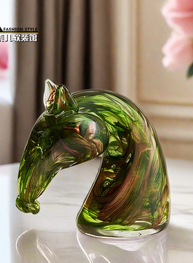 高端琉璃马头摆件现代轻奢家居客厅电视柜酒柜玄关样板房软装饰品