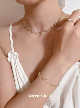 甜美可爱文艺水晶锁骨链