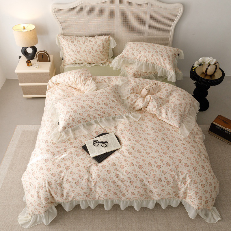 韩式新款全棉法式四件套纯棉公主风ins床单被套韩版花边床上用品4 - 图3
