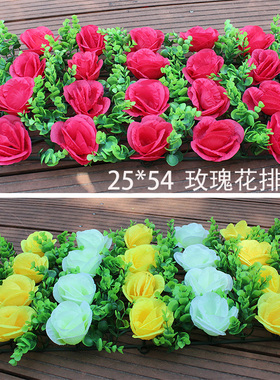 绢花玫瑰花排电子花圈装饰花排花