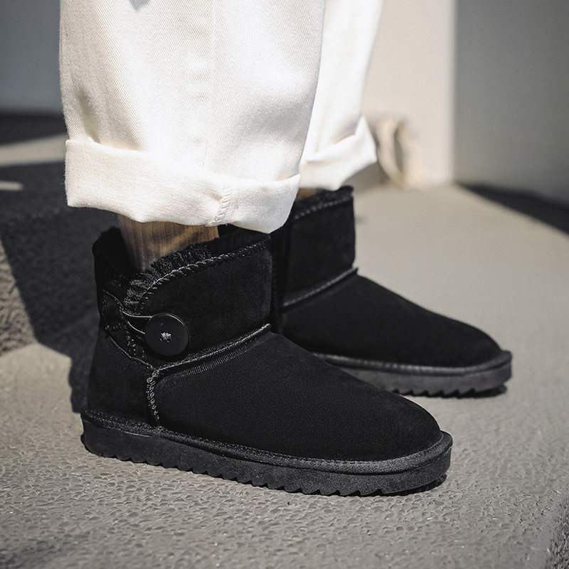 东北雪地靴女真皮短筒一脚蹬加绒加厚皮毛一体2025年冬季新款时尚,淘宝优惠券,粉丝福利购,淘宝优惠卷