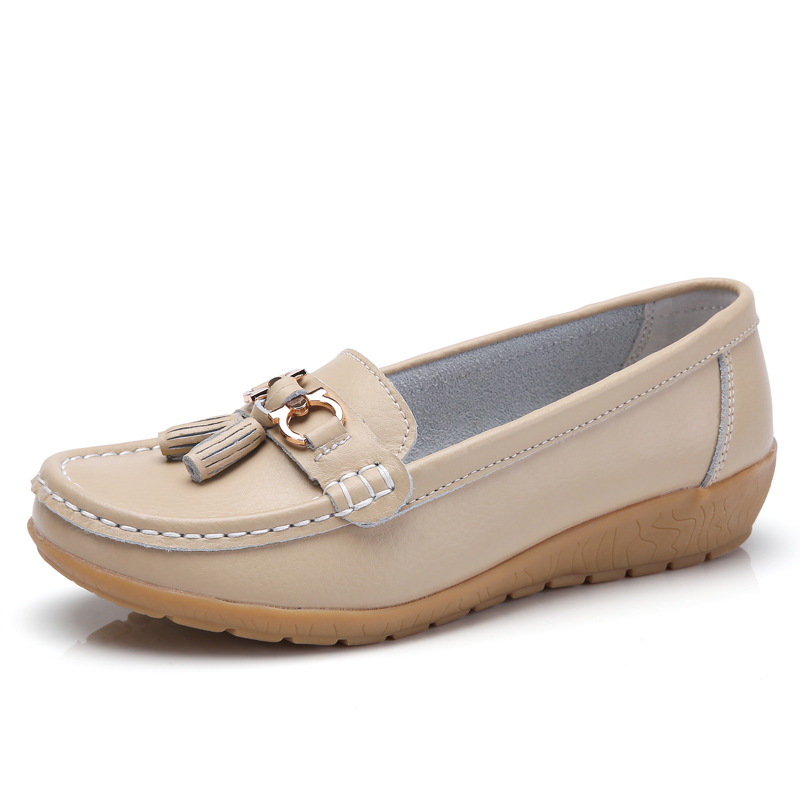 Women Flats Ballet Shoes Leather Breathable BoatShoes Ladies - 图3