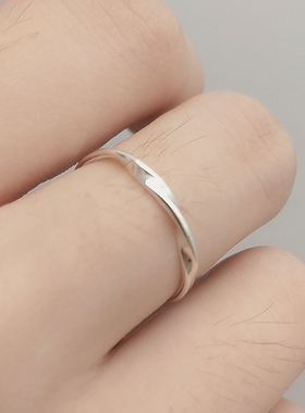 莫比乌斯纯银开口细光面简约女戒