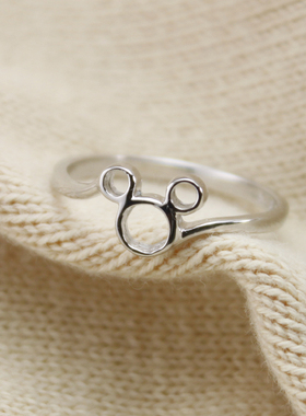 s925纯银镂空米奇可爱甜美风戒指