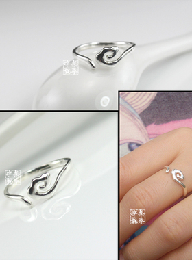 s925纯银祥云开口可调节杂志戒指