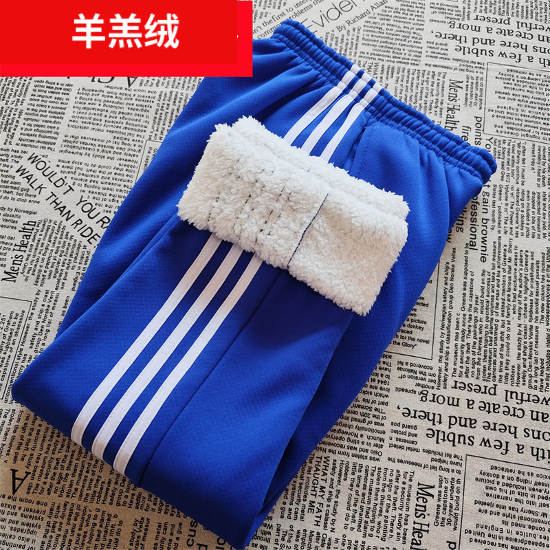 羊羔绒冬季宝蓝色校服裤子小学生初高中一二条杠两道白条加绒加厚,淘宝优惠券,粉丝福利购,淘宝优惠卷