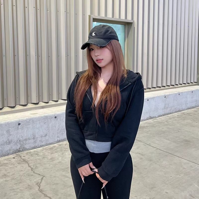 慵懒加绒加厚连帽拉链长袖卫衣外套辣妹拼色微喇叭休闲裤套装女春,淘宝优惠券,粉丝福利购,淘宝优惠卷