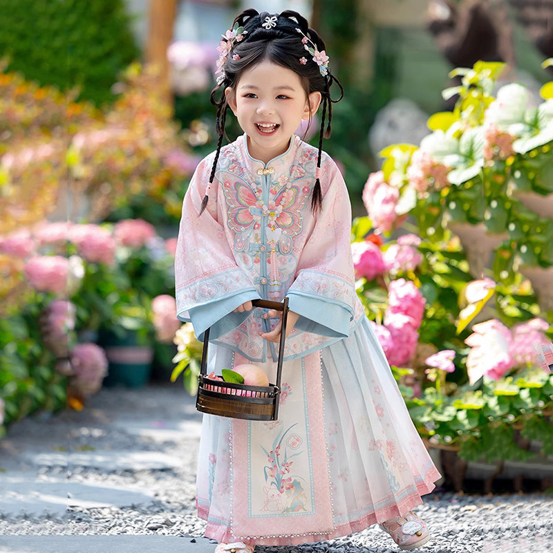 汉服女童秋冬季马面裙新款小女孩国风古装明制套装女宝宝拜年服,淘宝优惠券,粉丝福利购,淘宝优惠卷