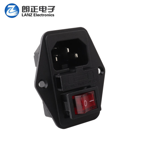 LANZMFG朗正/LZ-14-F5-S三合一C14插座带开关带保险带耳朵AC插座 - 图1
