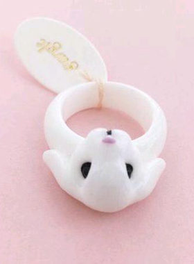 日本gargle原版原创设计手工手作兔子戒指垂耳兔贴耳兔戒指