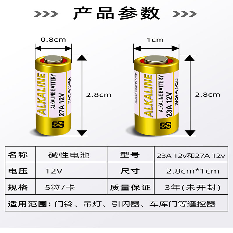 23A 12V/27A12V电池 12V23A门铃吊灯电动车库卷帘门遥控器L1028-图0