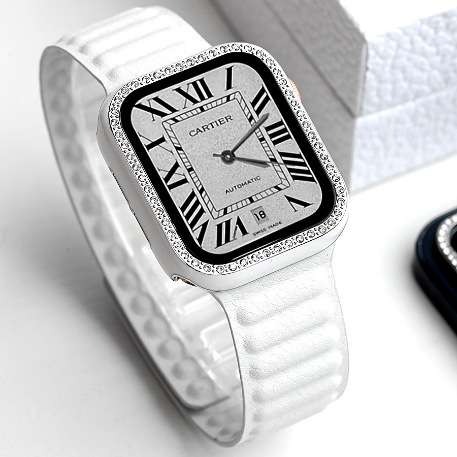 星图适磁力扣表带apple watch1234567s8se9苹果手表男女mm42潮新款iwatch40回环44皮质iphone皮制链式ultra49 - 图0