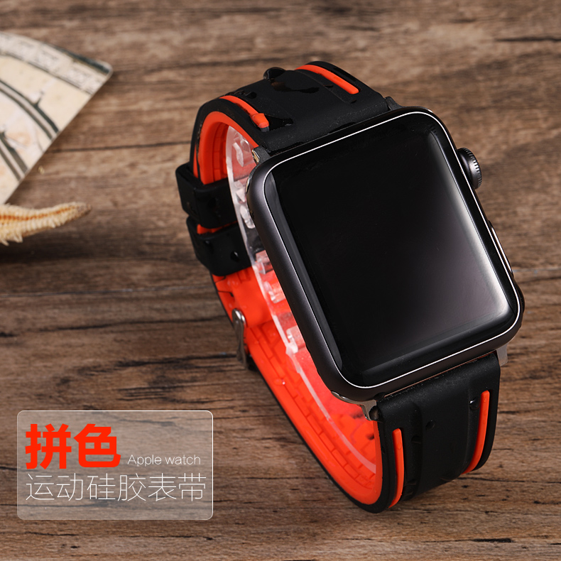 星图硅胶运动苹果Apple watch1234567s8代智能手表带iwatch潮女38mm42/40/44配件ultra49/45/41ultra-图1