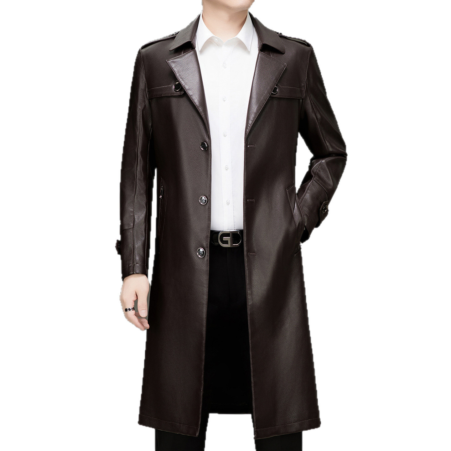 新款海宁真皮皮风衣男长款过膝头层牛皮西装领皮大衣男士皮衣外套,淘宝优惠券,粉丝福利购,淘宝优惠卷