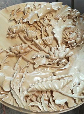 圆盘背景墙隔断屏风东阳木雕定制
