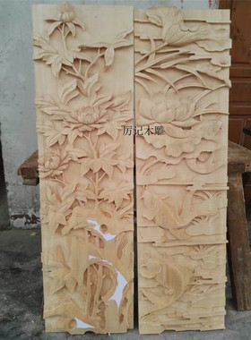 中式装修手工背景墙屏风东阳木雕