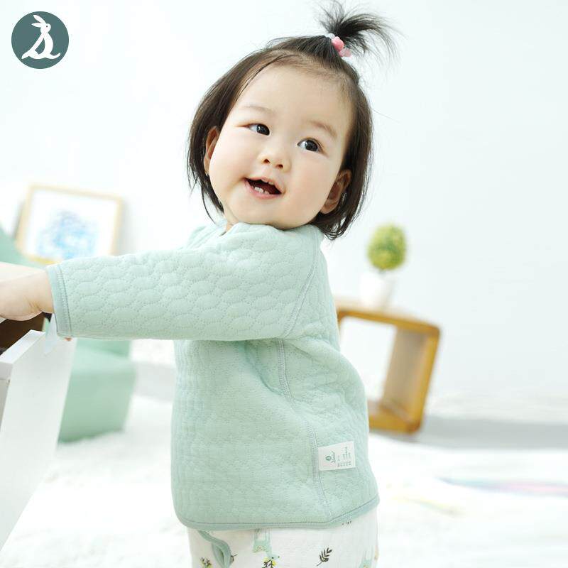 半背衣宝宝空气层系带2件夹棉内衣 巴香草保暖上装