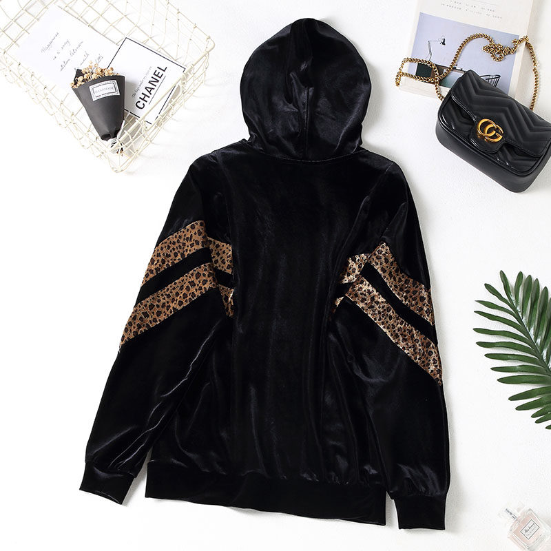 2020秋季新款大码女装胖mm豹纹卫衣 云妃秀大码女装
