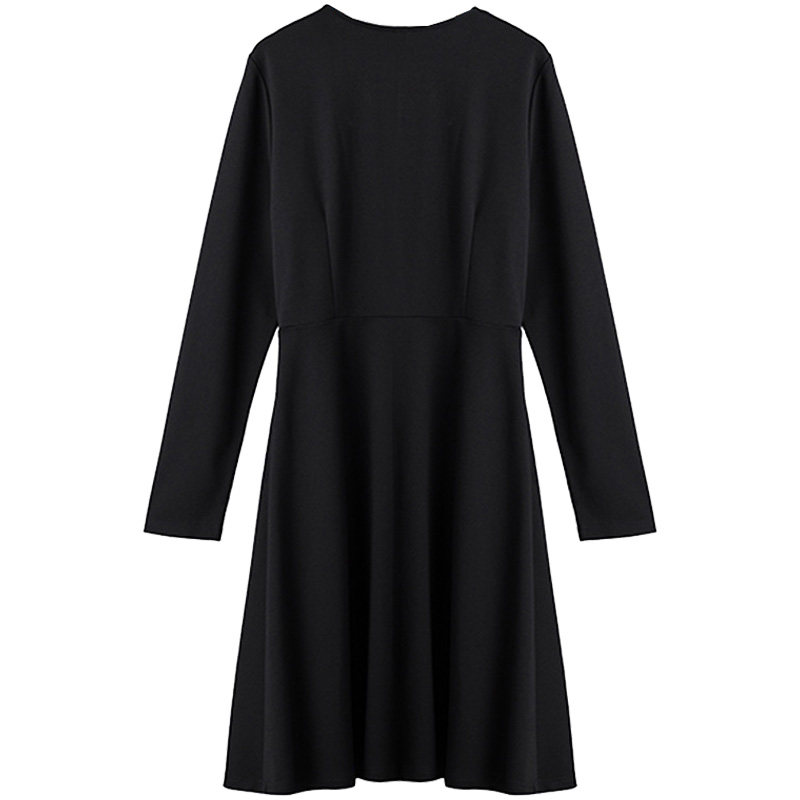 韩版撞色v领2020初秋新款潮连衣裙 云妃秀大码女装