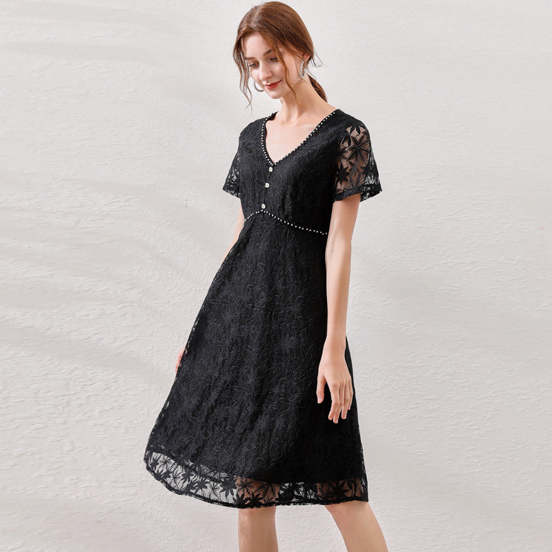 韩版宽松v领洋气大码女装潮连衣裙 云妃秀大码女装