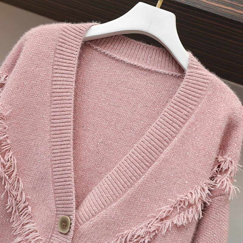 2020秋季新款大码女装胖mm v领开衫 云妃秀大码女装