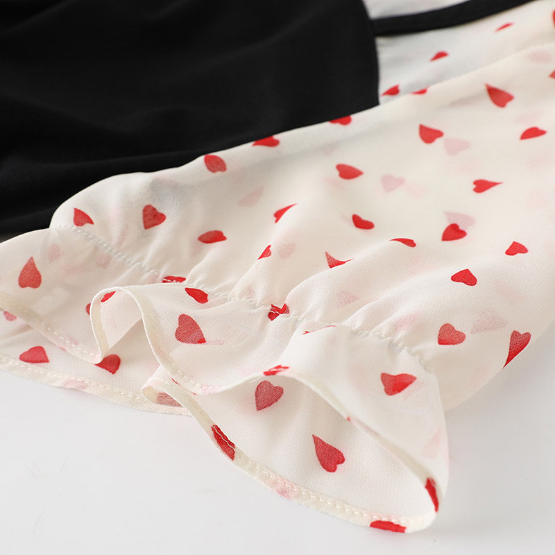 宽松拼接v领大码时尚百搭潮连衣裙 云妃秀大码女装