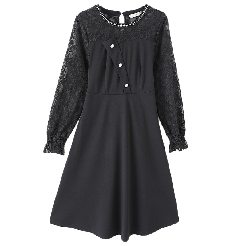 韩版大码女装2020秋季新款潮圆领裙 云妃秀大码女装