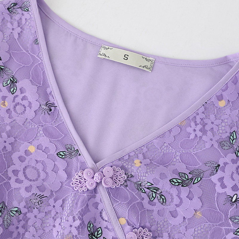 韩版印花v领名媛风大码宽松连衣裙 云妃秀大码女装