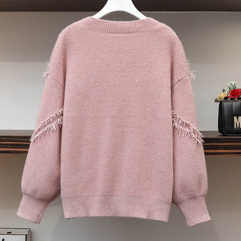 2020秋季新款大码女装胖mm v领开衫 云妃秀大码女装